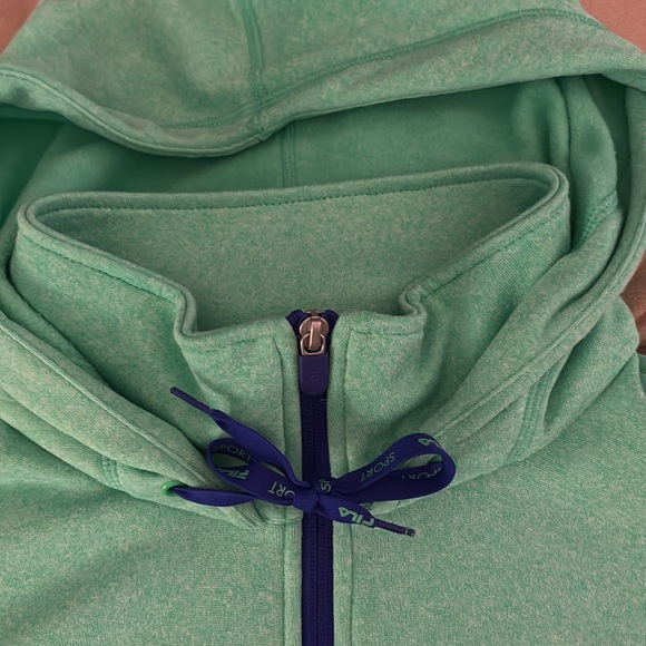 NWT Fila Sports Mint/blue trim pullover hoodie/zips up/thumbs open/pocket zips - Picture 13 of 13